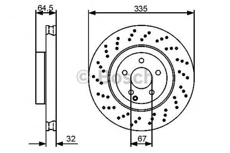 BOSCH 0986479413 Диск торм.вент. перфорированныйс насечками