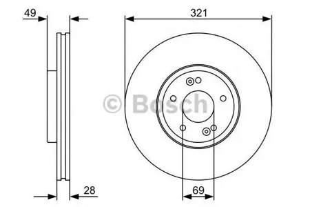 BOSCH 0986479536 Диск торм.вент.