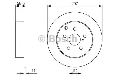BOSCH 0986479574 Диск торм. задн.[297x11] 5 отв.