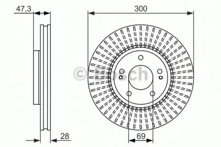 BOSCH 0986479595 Диск торм.вент.