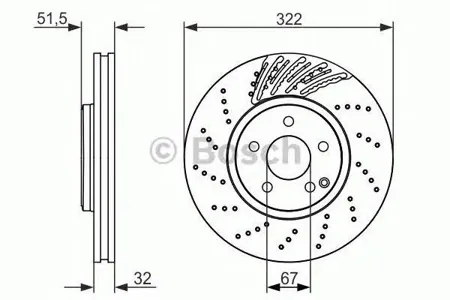BOSCH 0986479720 Диск торм.вент. перфорированныйс насечками