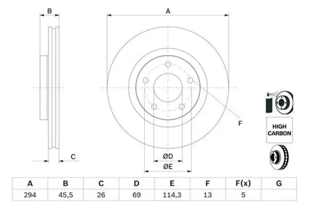 BOSCH 0986479745 Диск торм.вент.