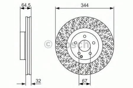 BOSCH 0986479764 Диск торм.вент. перфорированныйс насечками