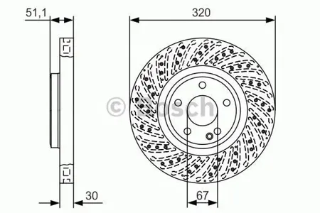 BOSCH 0986479A60 Диск торм.вент. перфорированныйс насечками