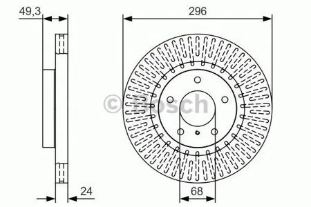 BOSCH 0986479T44 Диск тормозной передний перфорированный Nissan Teana 2.0-3.5 03-08