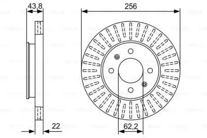 BOSCH 0986479W05 Диск торм.передний. перфорир. с проточ. Hyundai Solaris Accent , Kia Rio 1.1-1.6 10>