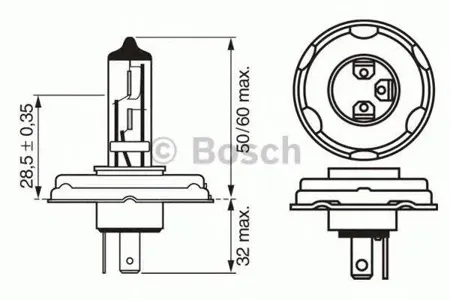 BOSCH 1987302021 Лампа R2 Halogen 4540W 12V P45T