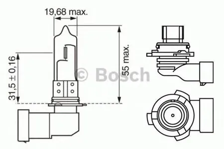 BOSCH 1987302153 Лампа PURE LIGHT HB4 12V 51W (картон) (1 шт)