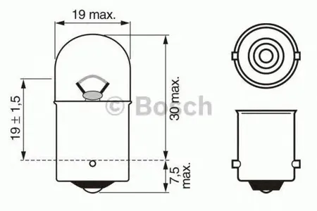 BOSCH 1987302204 Лампа (R5W) 5W 12V BA15S габаритподсвет.номерного знака