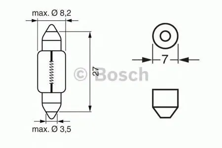 BOSCH 1987302226 Лампа 12V 3W SV7-8 внутр. освещ.