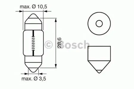 BOSCH 1987302227 Лампа 10W 12V SV8.5-8 внутр. освещ.номерн.знака
