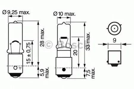 BOSCH 1987302232 Лампа (H6W) 12V 6W BAX9s галогенная для стояночных огней и поворотников