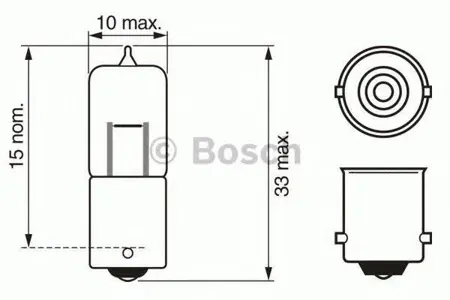 BOSCH 1987302233 Лампа цоколь.10W 12V BA9S 20X10 WP