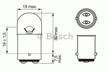 BOSCH 1987302237 Лампа (R5W) 5W 12V BA15S габарит PURE LIGHTподсвет.номерного знака