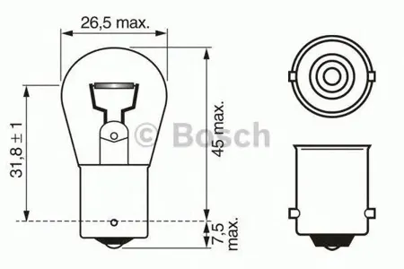 BOSCH 1987302280 Лампа (P21W) 12V BA15s стопповорот белая увелич.срок службы