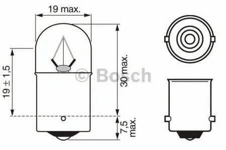 BOSCH 1987302510 Лампа накаливания задн.габариты,номерной знак,салон ( 17181) 5W 24V (BA15S) Omn