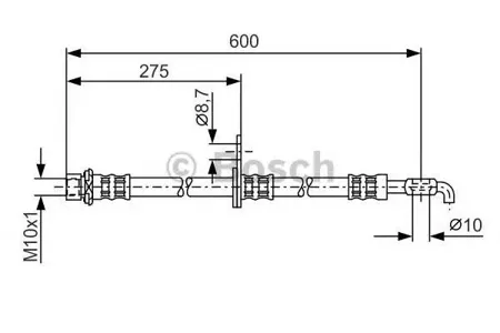 BOSCH 1987476229 Шланг тормозной перед. правый L=600 Toyota Corolla 1.41.6VVT-i 01-06 Avensis 1.82.02.4 03>