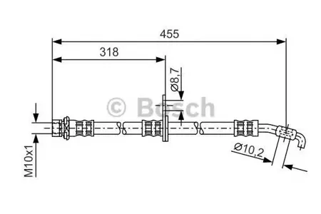 BOSCH 1987476255 Шланг тормозной перед. правый L=455 Toyota Corolla AE101CE100 1.31.62.0D 92-97