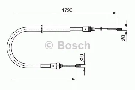 BOSCH 1987477235 Трос ручного тормоза задний L=1796945 Peugeot 207 1.4-1.6 06-09