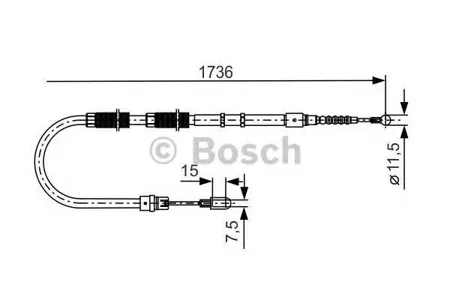 BOSCH 1987477257 Трос ручного тормоза L=17361572 Audi A4 1.8T2.0TFSi2.0TDi3.0TDi 04-09