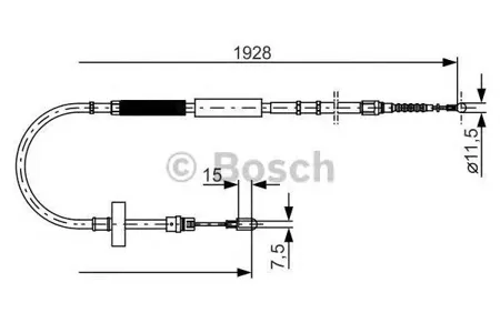 BOSCH 1987477922 Трос ручного тормоза левый L=1928 Audi A4 1.61.8T2.02.43.01.9TDi2.5TDi 00-04