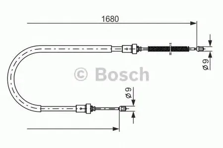 BOSCH 1987477955 Трос ручного тормоза Renault Logan 1.4-1.6 04> с ГУР L=1680