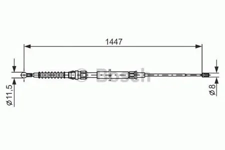 BOSCH 1987477958 Трос ручного тормоза зад. п.л. Seat AlteaLeon, Skoda Octavia ,VW Golf all 06>