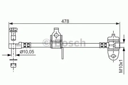 BOSCH 1987481070 Шланг тормозной перед. правый L=478 Ford Transit 2.02.4 00-06