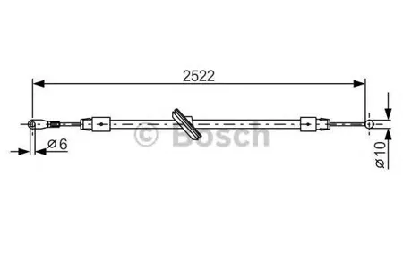 BOSCH 1987482029 Трос ручного тормоза передний L=2522 Mercedes Sprinter , VW Crafter 50 1.82.1CDi2.5TDi 06>