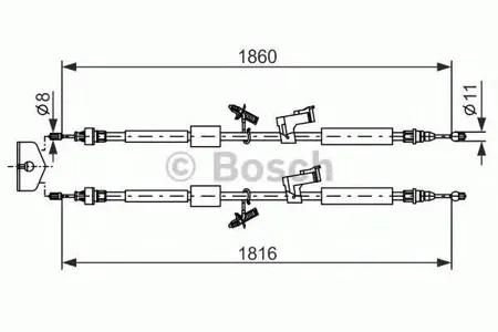BOSCH 1987482189 трос ручника зад. Ford C-Max Focus all 07> disc