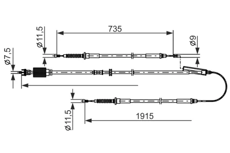 BOSCH 1987482801 Трос ручного тормоза Opel Astra j-1915мм