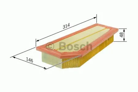BOSCH F026400134 Воздушный фильтр 314x146x48 Mercedes E-ClassC-Class W204S204W212S212 1.8CGi2.2CDi 07>