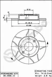 BREMBO 08295875 Диск тормозной полныйс насечками