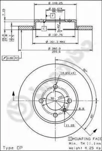 BREMBO 08306810 Диск тормозной