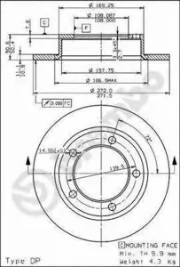 BREMBO 08393910 Диск торм.перед.