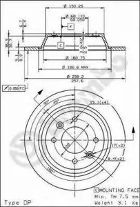 BREMBO 08503710 Диск торм.задний