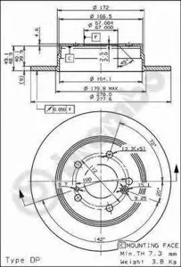 BREMBO 08517831 Диск тормозной , окрашенный