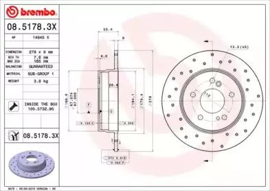 BREMBO 0851783X Диск перфорированный Bre Mercedes o Xtra 08.5178.3X
