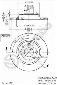 BREMBO 08521110 Диск тормозной