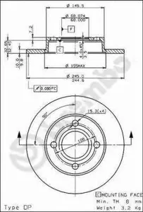 BREMBO 08521310 Диск торм.задний