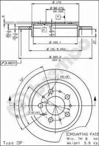 BREMBO 08528810 Диск тормозной