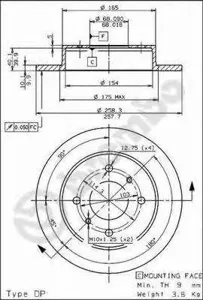 BREMBO 08544311 Диск тормозной , окрашенный