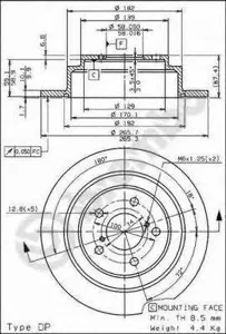 BREMBO 08689711 Диск тормозной , окрашенный
