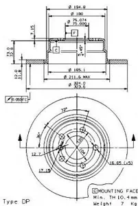BREMBO 08701981 Диск тормозной , окрашенный