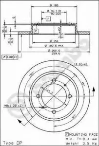 BREMBO 08704211 Диск тормозной , окрашенный
