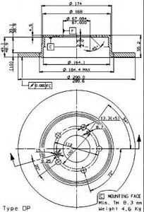 BREMBO 08721121 Диск тормозной