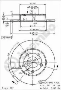 BREMBO 08762711 Диск торм.задний
