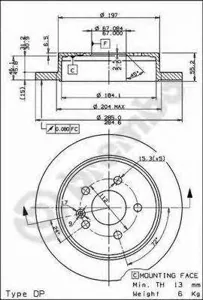 BREMBO 08793611 Диск тормозной , окрашенный