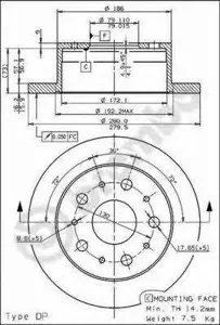 BREMBO 08809440 Диск тормозной
