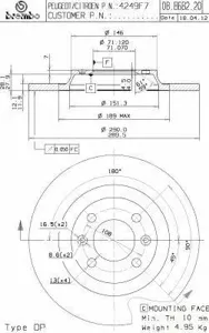 BREMBO 08868221 Диск тормозной